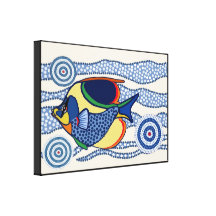 Aboriginal Dot Art Fish Stretched Canvas Print