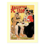 Absinthe Leon Vintage Wine Drink Ad Art Post Card