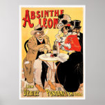 Absinthe Leon Vintage Wine Drink Ad Art Posters