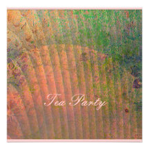 Abstract Art Design with Shell and Florals Custom Announcements