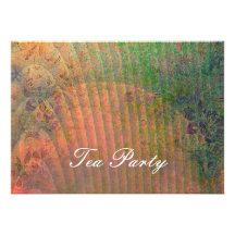 Abstract Art Design with Shell and Florals Invitation