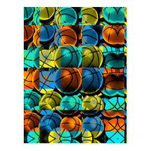 Abstract Basketballs Collage Postcards