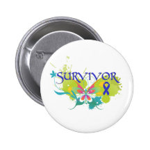 Abstract Butterfly Colon Cancer Survivor Buttons