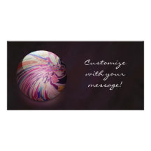 Abstract, colorful swirl and stripe shiny marble photo greeting card