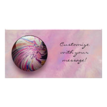 Abstract, colorful swirl and stripe shiny marble custom photo card
