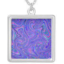 Abstract Colour Frenzy Necklace Blue