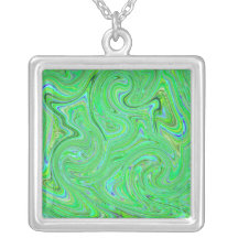 Abstract Colour Frenzy Necklace Green