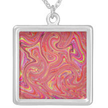Abstract Colour Frenzy Necklace Red