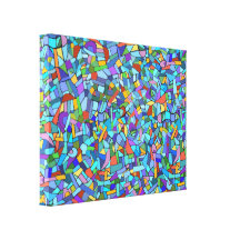 Abstract Colourful Blue Mosaic Pattern Stretched Canvas Prints