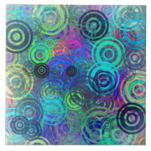 Abstract Colourful Rings Ceramic Tiles
