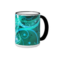 Abstract Cyan Coffee Mugs