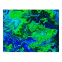 Abstract Design in Blue and Green. Post Card