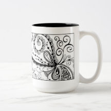 Abstract Doodle Mug in Black and White