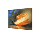 Abstract Flag Burning Painting on Wrapped Canvas Stretched Canvas Print