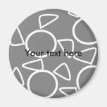 Abstract grey on grey flowers magnets