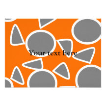 Abstract grey on orange flowers personalised invites