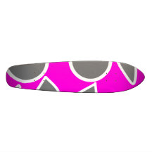 Abstract grey on pink flowers custom skateboard