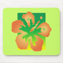 Abstract Hibiscus on Green and Yellow Mousepads