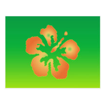 Abstract Hibiscus on Green and Yellow Postcards