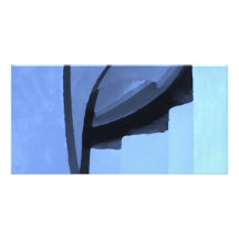 Abstract in shades on blue. customised photo card