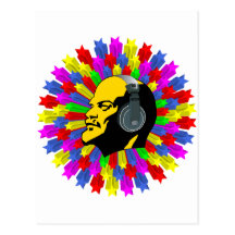 Abstract Lenin Head in Star Circle Postcards