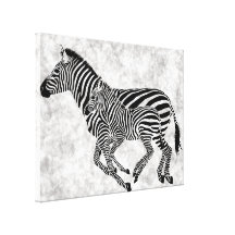 Abstract  Mother and Child Zebras Gallery Wrapped Canvas