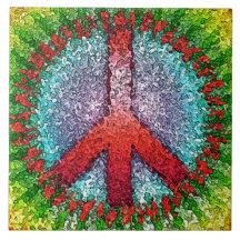 Abstract Peace Sign Ceramic Tiles