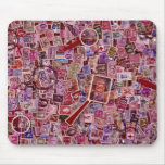 Abstract Postage stamps and magnifiers Mousemat