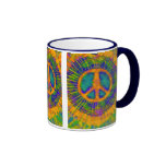 Abstract Psychedelic Tie-Dye Peace Sign Coffee Mugs