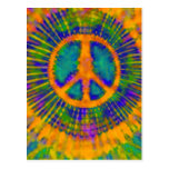 Abstract Psychedelic Tie-Dye Peace Sign Post Cards