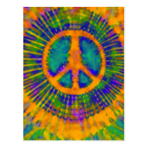 Abstract Psychedelic Tie-Dye Peace Sign Post Cards