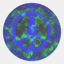Abstract Psychedelic Tie-Dye Peace Sign Round Stickers