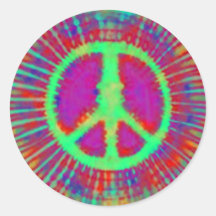 Abstract Psychedelic Tie-Dye Peace Sign Stickers