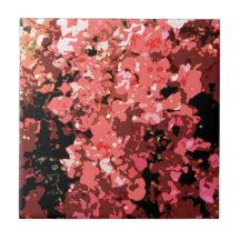 Abstract Red Bougainville Flowers Tile