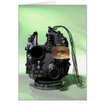 Abstract Robot Head Card cards