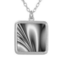 Abstract Steel Waves Metallic Look Personalized Necklace