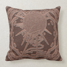Abstract Sun Clay Brown Color Throw Pillows
