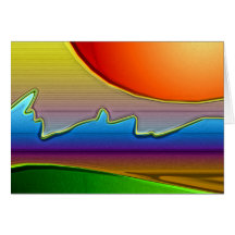 Abstract Sun Over Waves Art Card