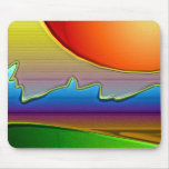 Abstract Sun Over Waves Art Mousemat