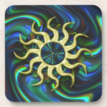 Abstract Winter Sun Square Cork Coaster
