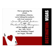 Ace of Hearts Destination Vegas Wedding Invitation Post Card