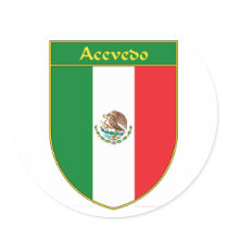 Acevedo Mexico Flag Shield stickers
