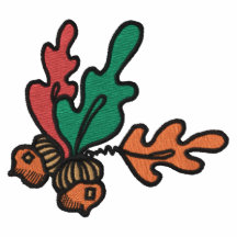 Acorn & Fall Leaves Embroidered T-Shirt Design