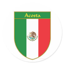 Acosta Mexico Flag Shield stickers