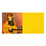 acoustic folk girl custom photo card