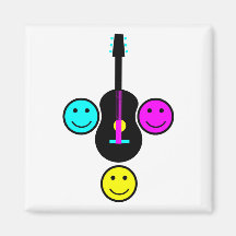 Acoustic Guitar Smiley CMYK Design Refrigerator Magnet