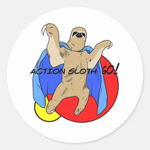 Action Sloth Coloured Sticker