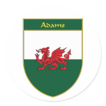 Adams Welsh Flag Shield stickers