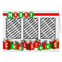 Add 3 Photos In One Merry Christmas Card Gifts