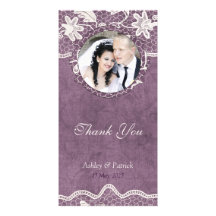 Add Your Photo Elegant Lace on Violet Background T Picture Card